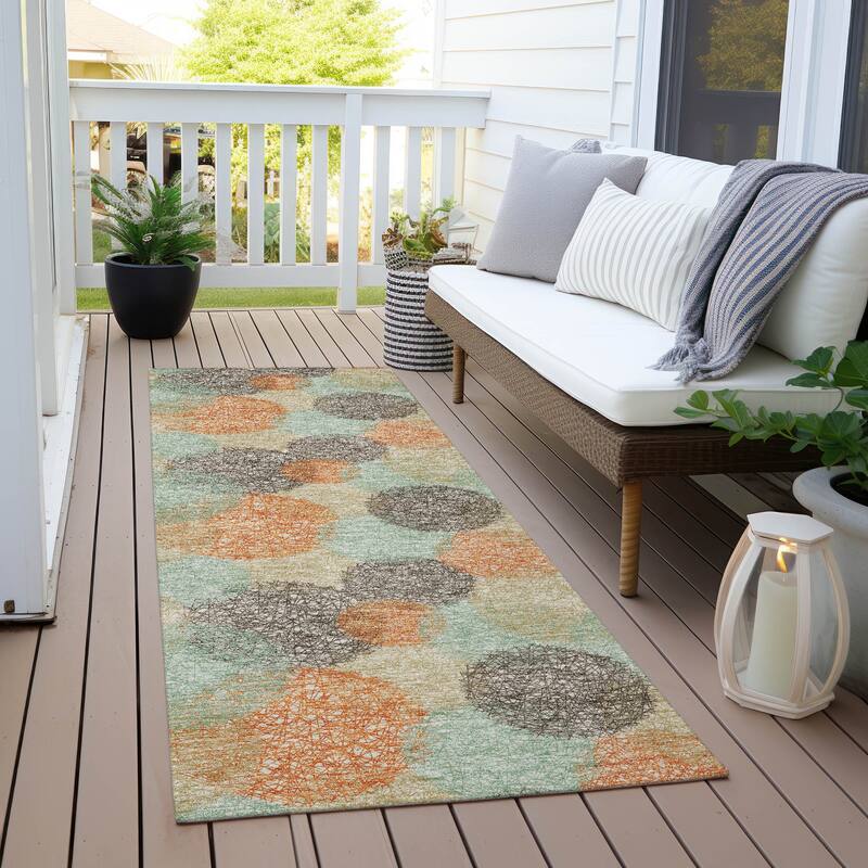 Machine Washable Indoor/ Outdoor Boho Sphere Chantille Rug - Beige - 2'3" x 7'6"