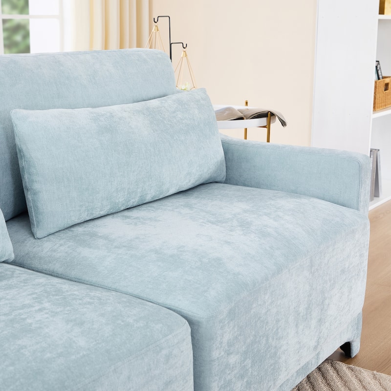 GDFStudio- Isolde Chenille Three-Seater Sofa with 2 Ottoman