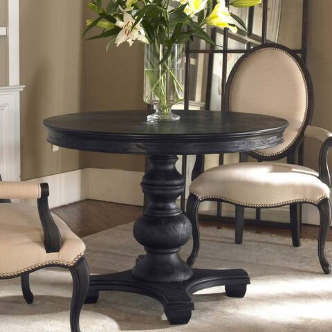 Uttermost Brynmore 42" Round Satin Black Pedestal Traditional Entry - Satin Black Pine