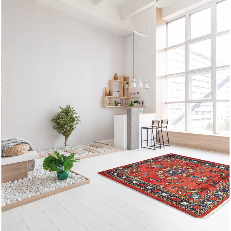 ECARPETGALLERY Hand-knotted Andelz Red Wool Rug - 3'7 x 4'10