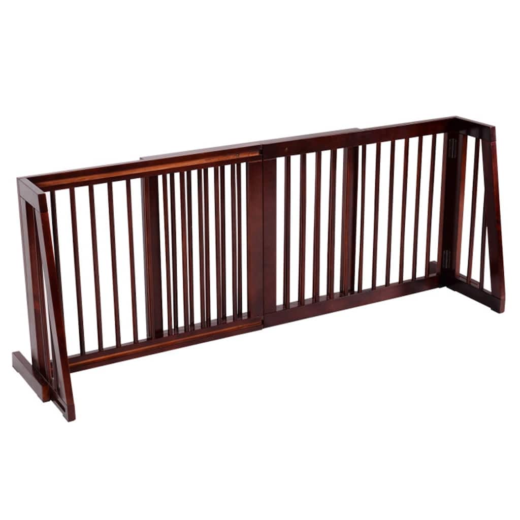 Wooden Pet Gate 3 Panels,Freestanding Length Adjustable - 80" x 22" x 0.8" (L x W x H)