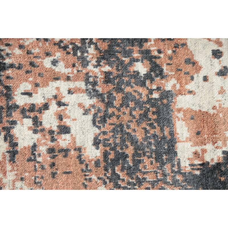 Hand Knotted Oriental Viscose Silk Carpet Modern Abstract Peach Abstract Area Rug - 7' 7'' X 5' 6''