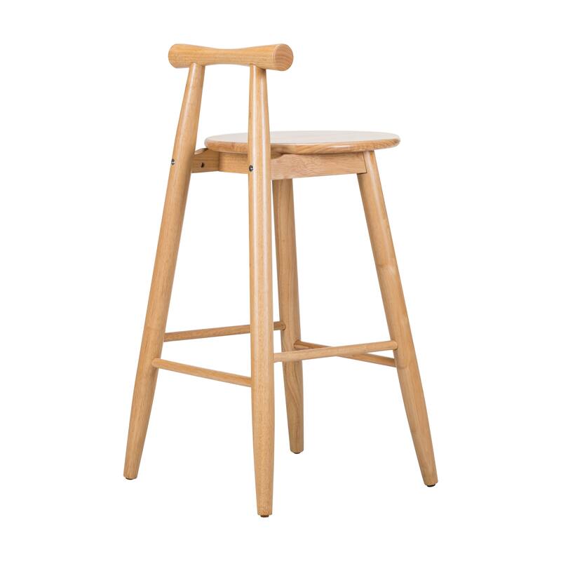 Christopher Knight Home - Ravenshaw Rubberwood Barstool with Ergonomic Cross-Bar Backrest (Set of 2)