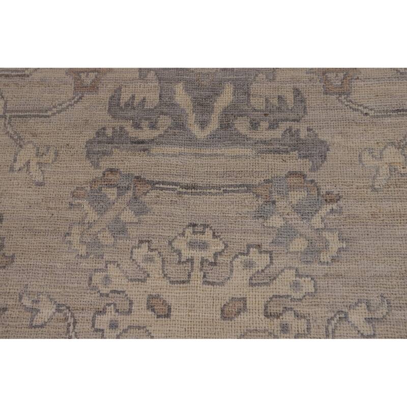 Floral Beige Oushak Turkish Area Rug Hand-Knotted Wool Carpet - 7'8"x 9'7"