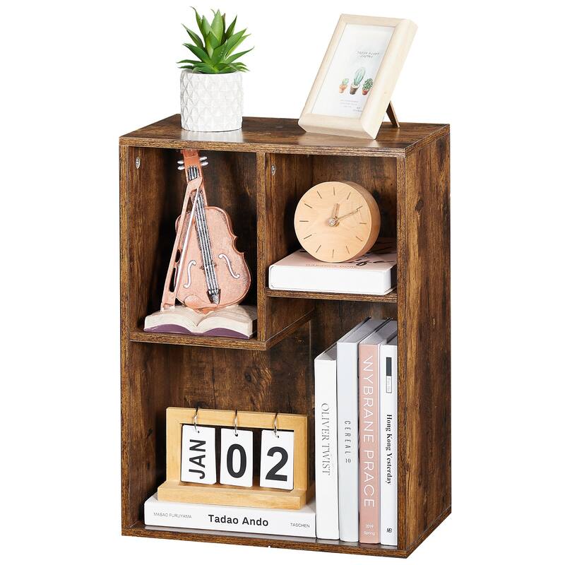 3 Cubes Wood Bookcase 3-Tier Bookshelf Storage Shelf