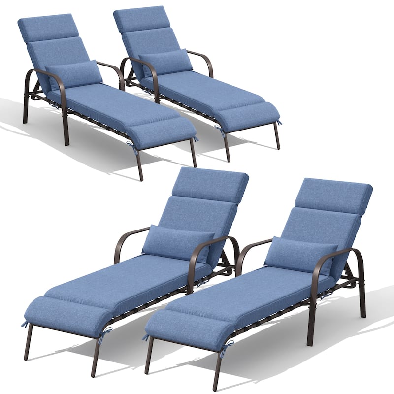Outdoor Adjustable Patio Chaise Lounge Chair with Cushion Beach Poolside
