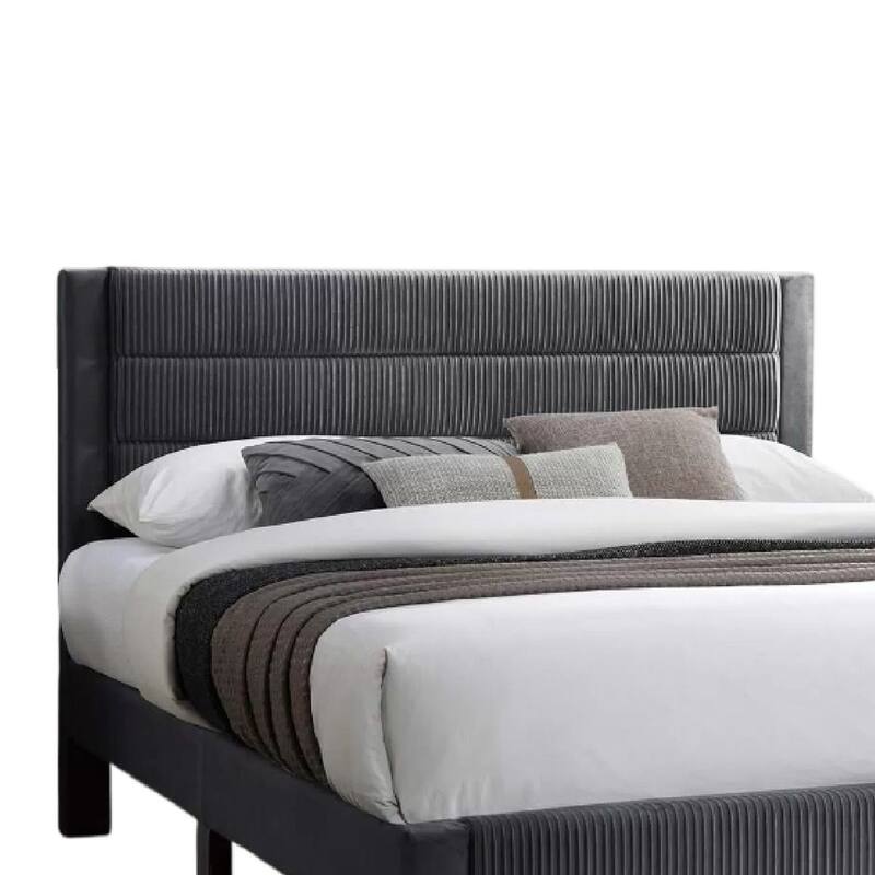Daisy Full Bed w Drawer, Charcoal Gray Corduroy Upholstery, Foam