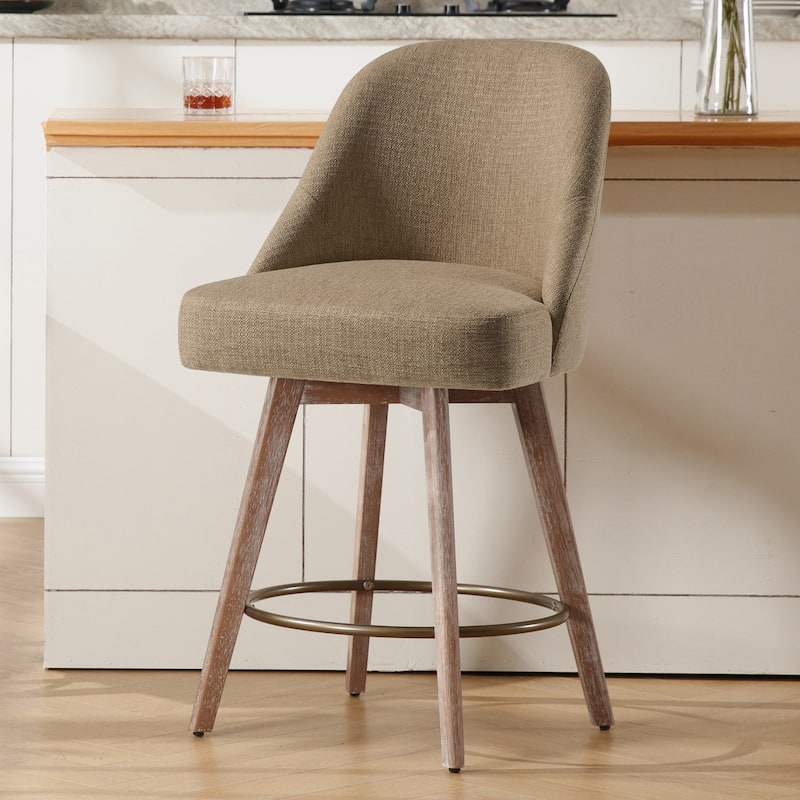 26" Counter Height Swivel Bar Stool, Upholstered Counter Stools - 39.37" (H) x 22.44" (D) x 21.65" (W)