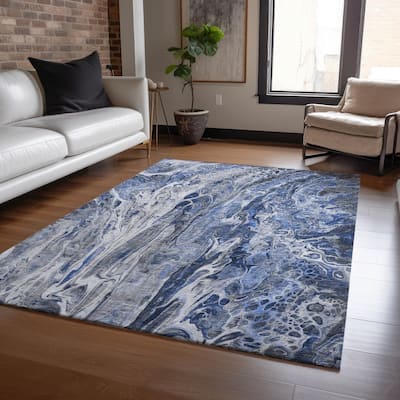 Machine Washable Indoor/ Outdoor Chantille Abstract Modern Rug