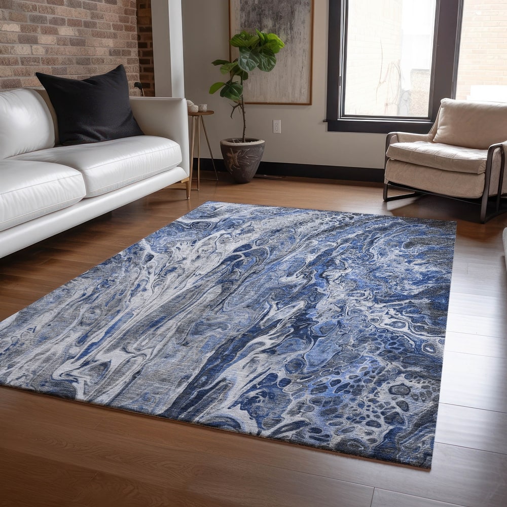 Machine Washable Indoor/ Outdoor Chantille Abstract Modern Rug