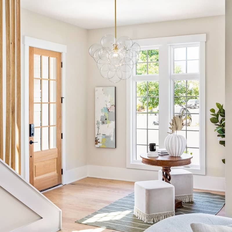 Glam Single-light Dining Room Glass Globe Bubble Chandelier