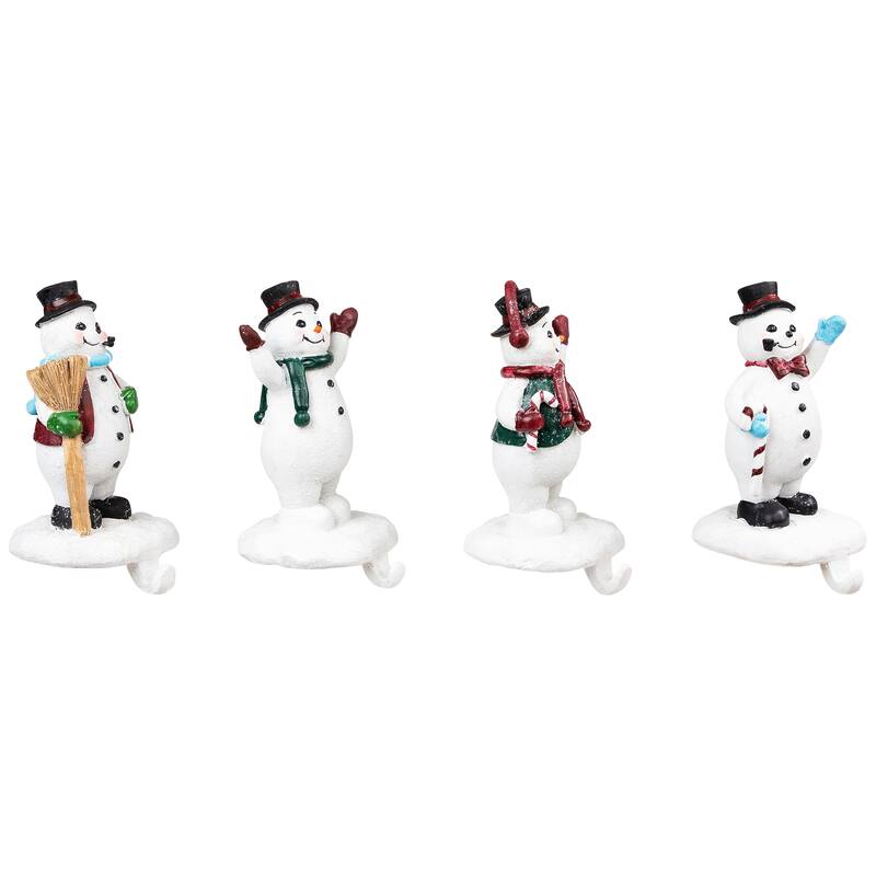 Winter Ready Glitter Snowman Christmas Stocking Holders - 7" - Set of 4