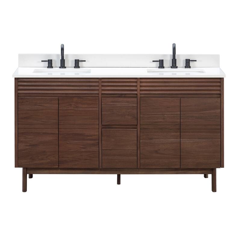 Avanity Carina Bathroom Vanity in Coffee Teak with White Engineered Stone Top