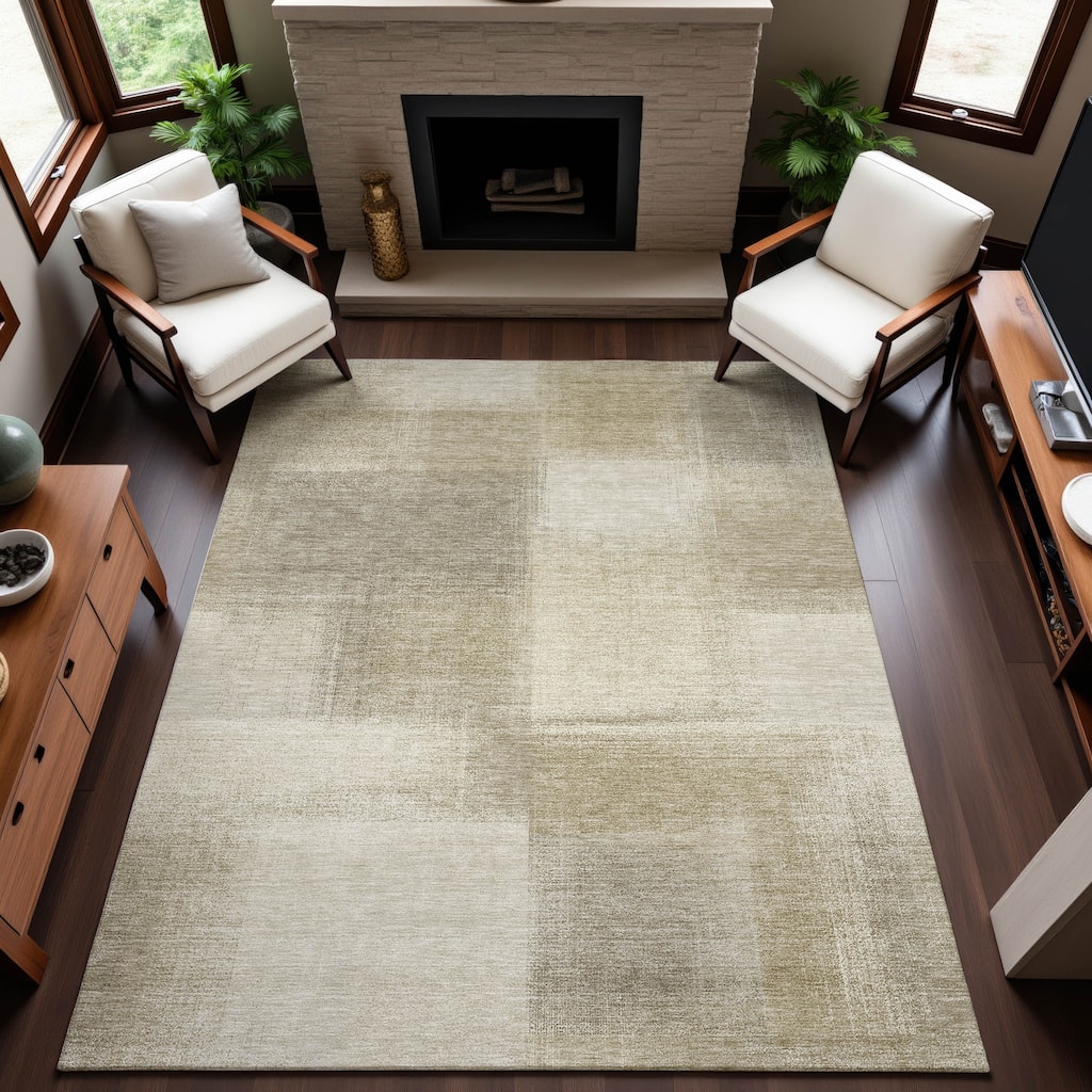 Premium Washable Super Soft Solid Geo Mayfield Rug