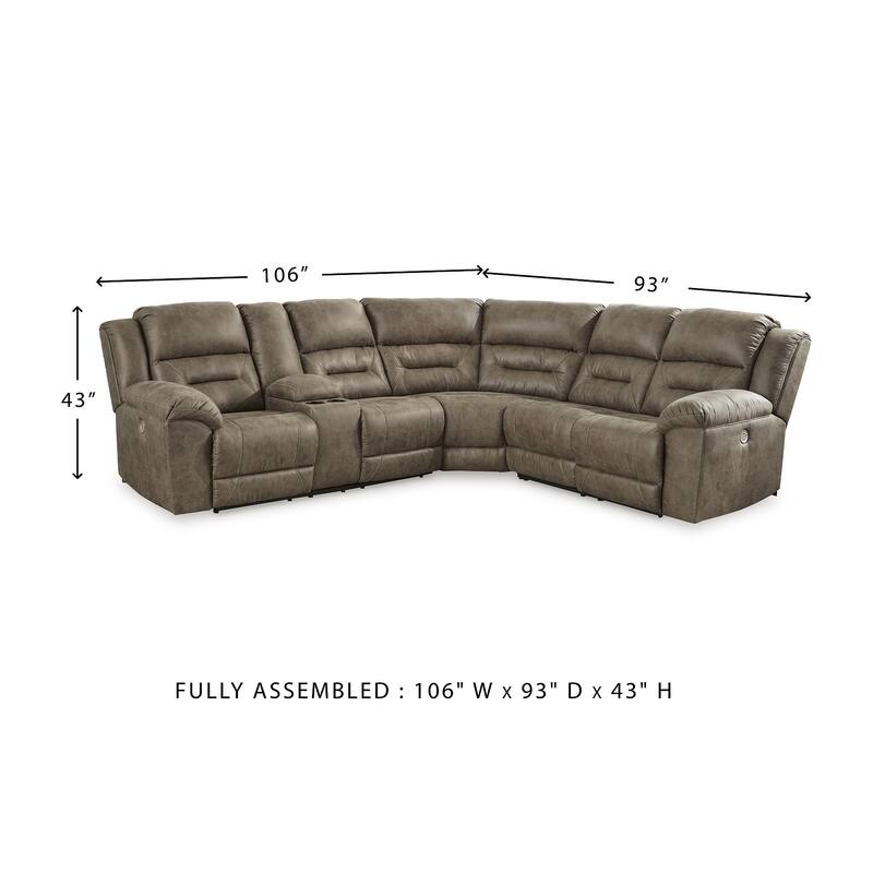 Signature Design by Ashley Ravenel Brown 3-Piece Power Reclining Sectional - 106"W x 93"D x 43"H