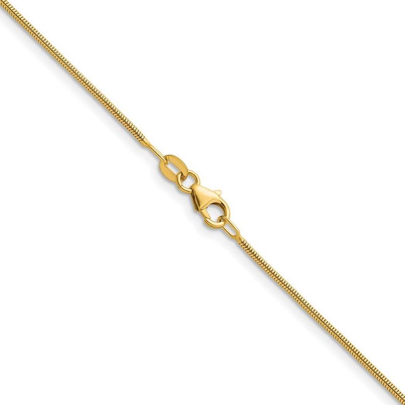 Curata Italian 14k Solid Gold 1.2mm Snake Chain Necklace For Women (Lobster)