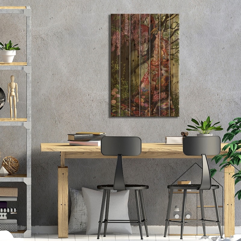 Silk Print On Wood by Nene Thomas - Multi-Color