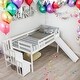 preview thumbnail 7 of 11, Twin Size Loft Bed With Staircase,Storage,Slide,Full-length Guardrails White