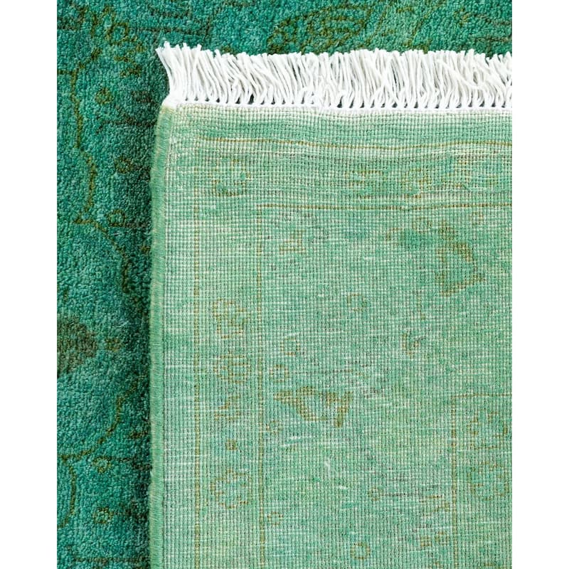 Overton Hand Knotted Wool Vintage Inspired Modern Contemporary Overdyed Green Area Rug - 3' 3" x 5' 3"