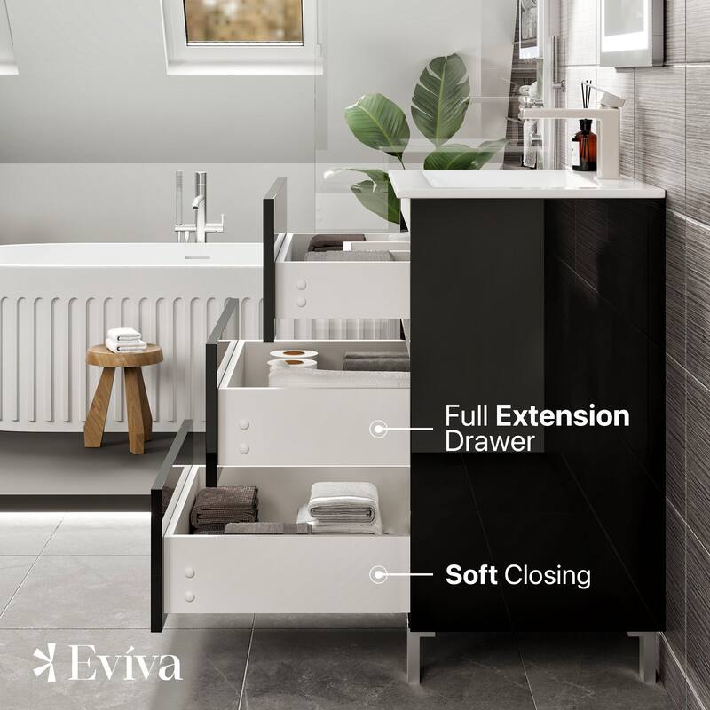 Eviva Joy 28"W Bath Vanity with Porcelain Top & Integrated Sink