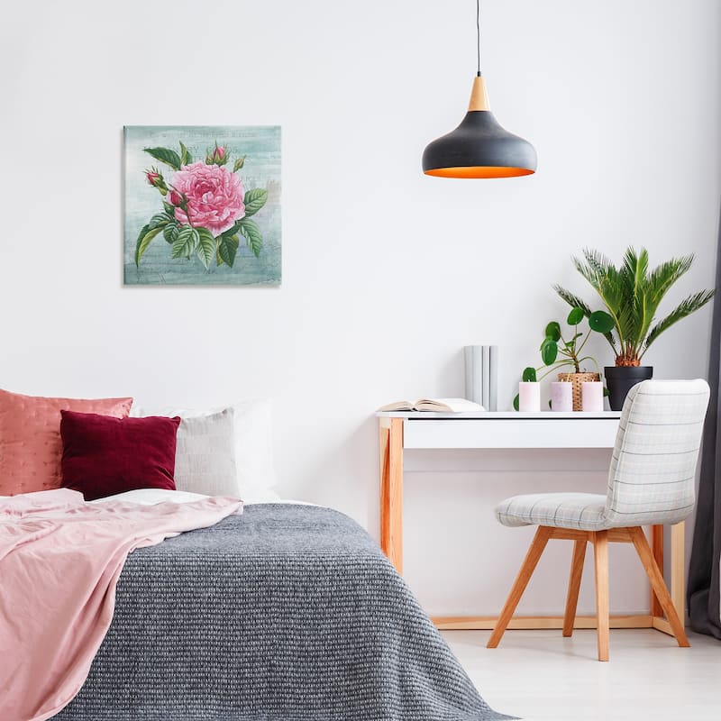Stupell Pink Dahlia over Rustic Canvas Wall Art Design By Susan Arnot