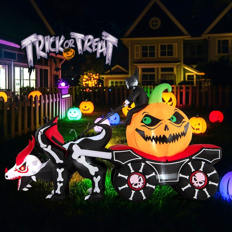 Gymax 9 FT Long Halloween Inflatable Decoration Grim Reaper Driving