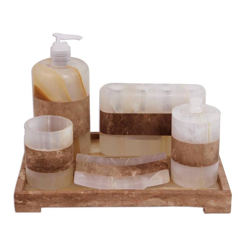 Handmade Nature s Bath Onyx bath set (Mexico ) - 39 x 28 x 21 - Brown