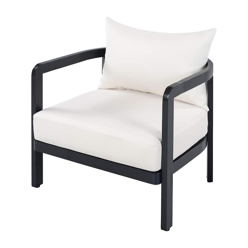 Christopher Knight Home - Modern 27.6" Outdoor Curved Back Patio Club Chair with Aluminum Frame & Water-Resistant Cushions