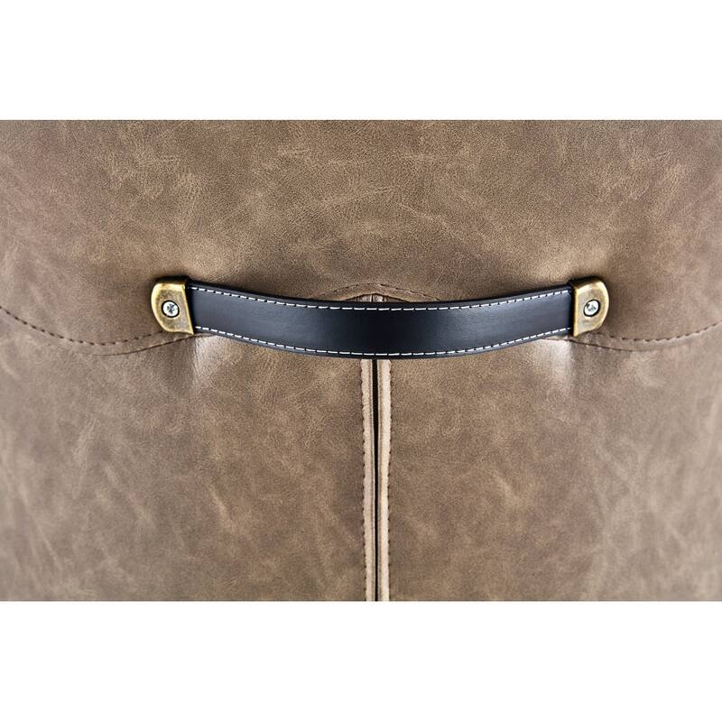 Set of 4, Oil Waxed Leather Dining Chairs with Diamond-Tufted Back