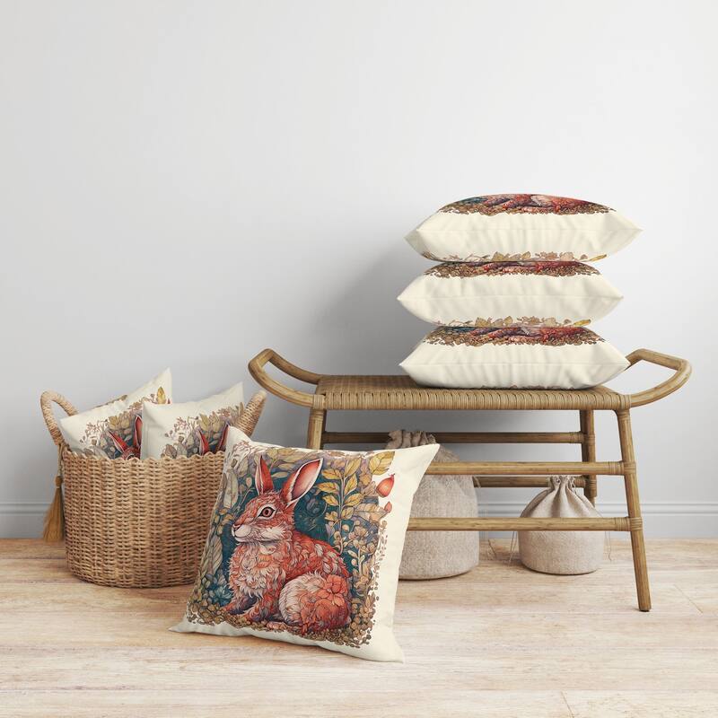 Breezy Bunny Faux Suede Reversible Throw Pillow Red and Gold