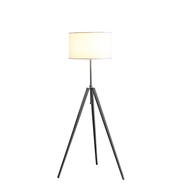 Mid Century Adjustable Tripod Silver Metal Floor Lamp