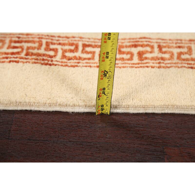 Bordered Neutral Gabbeh Kashkoli Oriental Runner Rug Wool Hand-knotted - 2'5" x 9'10"