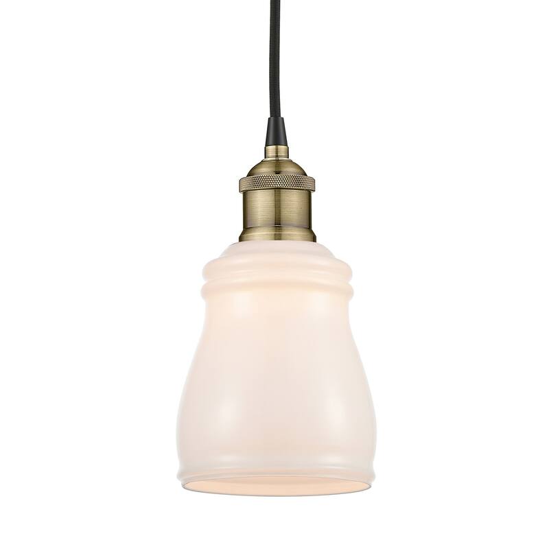 Innovations Lighting 616-1P-10-5 Ellery Pendant Ellery 5" Wide Mini - Black Antique Brass / White