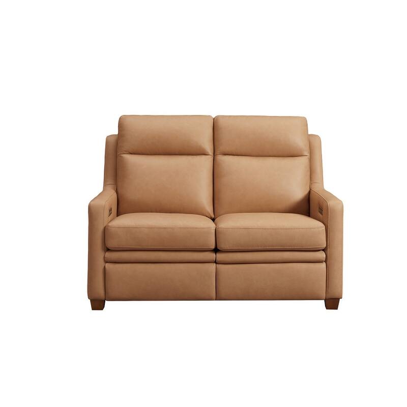 Genuine Leather Recliner Sofa 56" Triple-Motor Power Zero-Wall Reclining Loveseat with USB&USB-C Port
