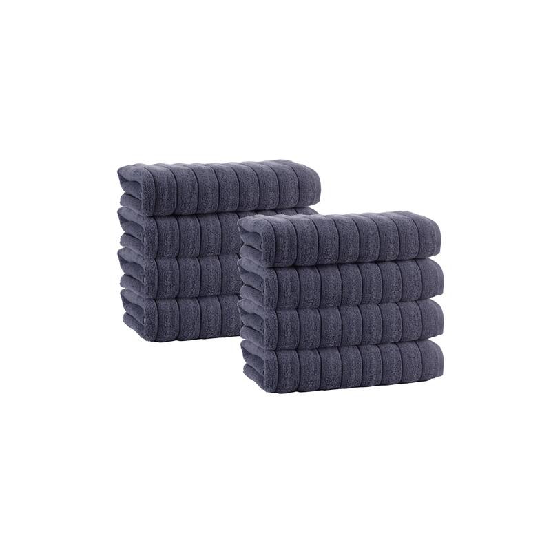 Vague Turkish Cotton 8 pcs Wash Towels - 12x12 inches - Anthracite