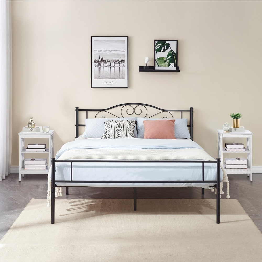 Taomika 3-Pieces Bed Frame and Modern Nightstands Sets