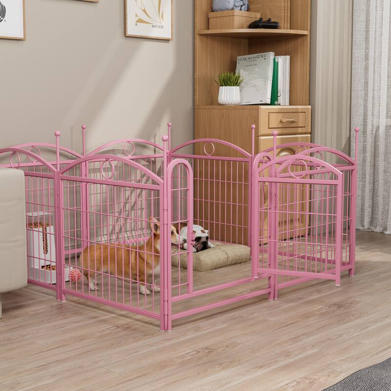 Dog Playpen Indoor 24 inch 8 Panels Metal Dog Pen Pet Dog Fence