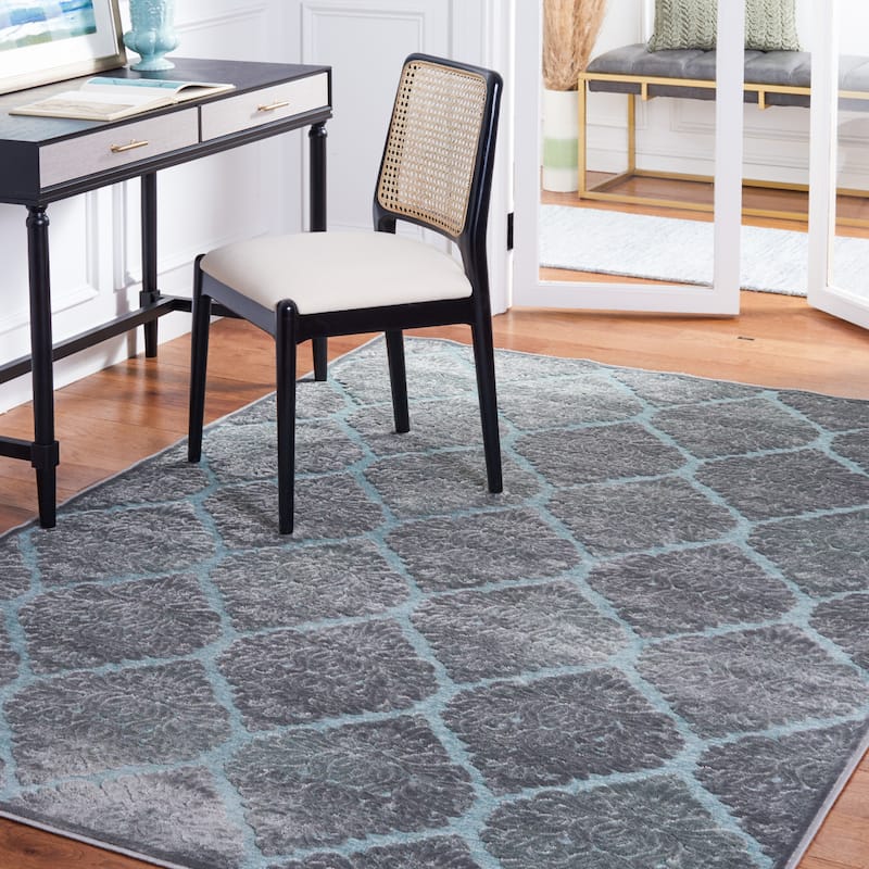 SAFAVIEH Paradise Rianda Boho Modern Viscose Rug - 4' x 5'7" - Seafoam/Grey