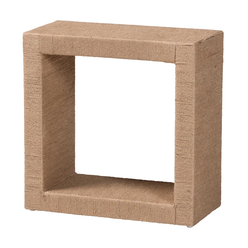 Adonica Modern Bohemian Natural Brown Jute and Wood End Table - Natural - Wicker