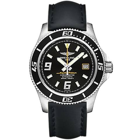 Breitling Men's 'Superocean 44' Black Leather Watch