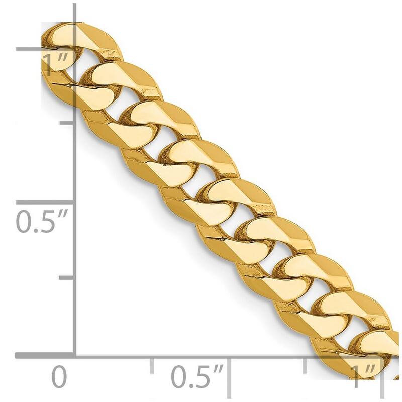 Curata 14k Yellow Gold Solid Polished 6.1mm Beveled Curb Chain Bracelet Lobster Claw