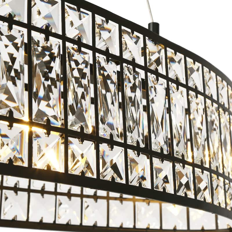 Modern 4-Light Black Crystal Chandelier Island Lights for Dining Room Kitchen Island - L31.5" x W9" x H67"
