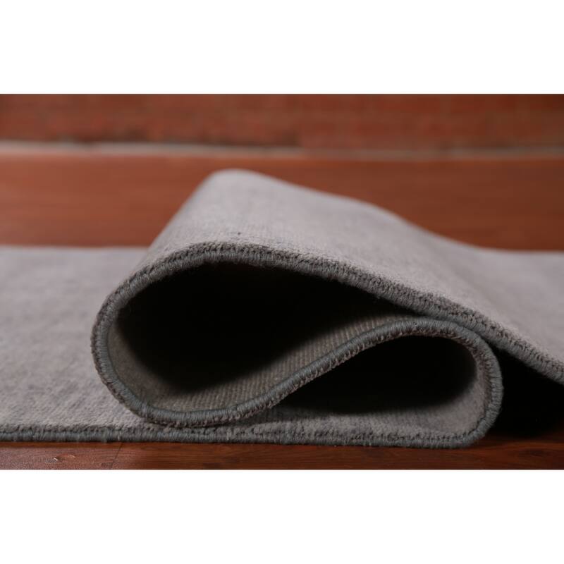 Hand Knotted Oriental 100% Wool Carpet Modern Solid Greys & Charcoal Gabbeh Runner Rug - 10' 0'' X 3' 1''