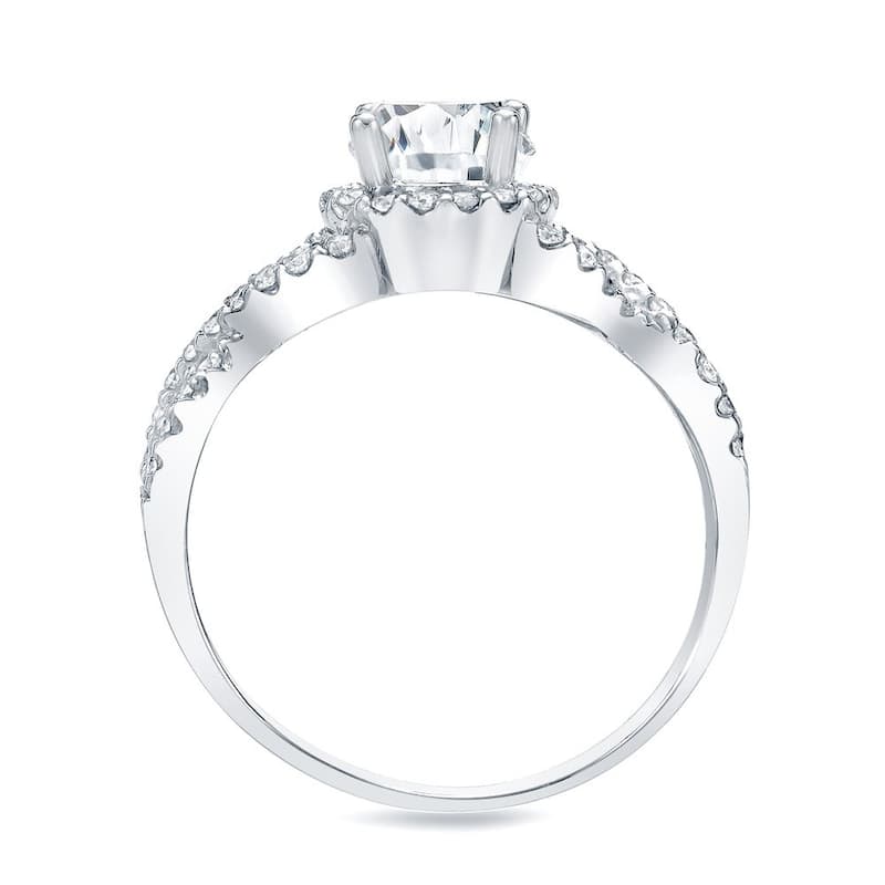 Auriya 14k Gold 3/4ctw Twisted Round Halo Diamond Engagement Ring (H-I, SI1-SI2)