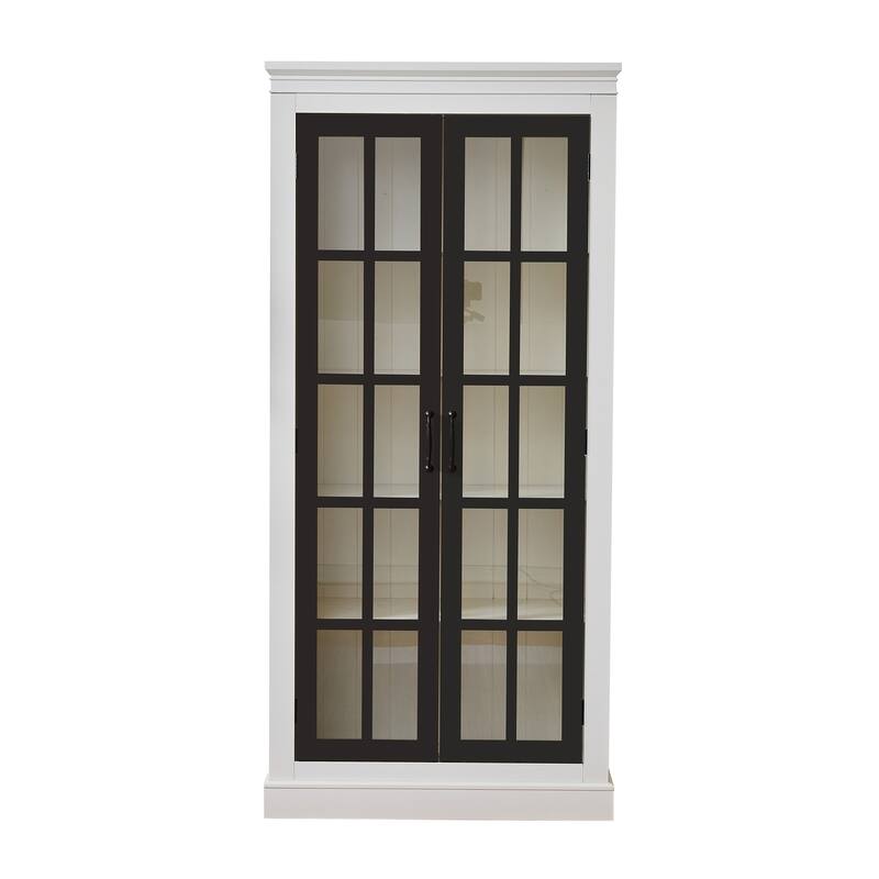 71.2" Curio Display Cabinet, Storage Shelves with Glass Door