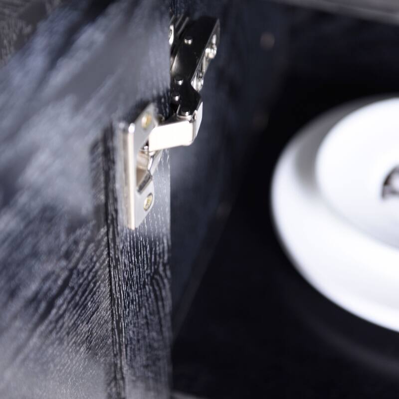 Sideboard Cabinet with 3 Mirrored Acrylic Doors, Multifunctional Wood Storage Cabinet, Accent Cabinet with Adjustable Shelves