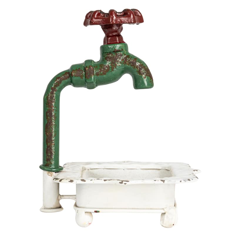 Cast Iron Soap Dish with Miniature Faucet Detail