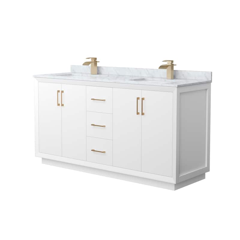Wyndham Collection WCF414166D-NAT-UNSMXX Strada 66" Free Standing - White / Satin Bronze Hardware