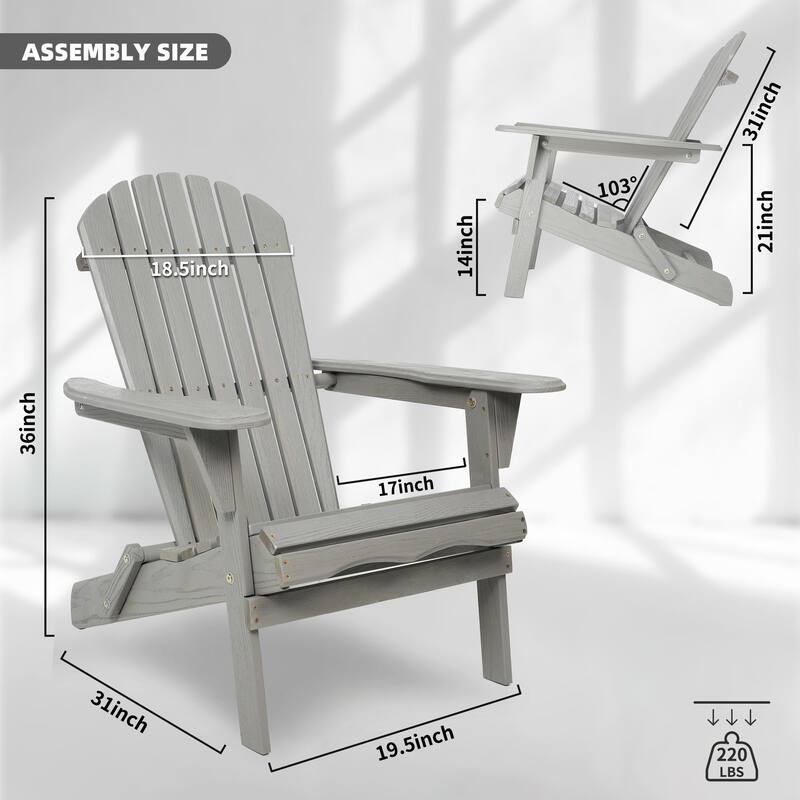 Wood Lounge Patio Chair for Garden Set of 2