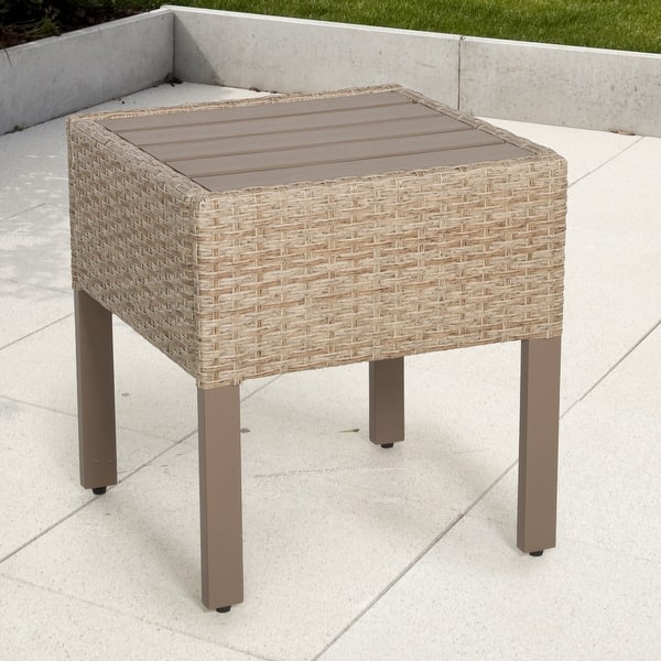 slide 2 of 6, Maui Outdoor End Table in Natural Aged Wicker